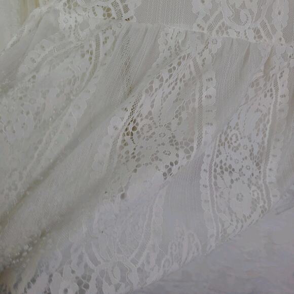 Altard State Crochet Lace Bell Sleeve Lined Top Ivory Sheer Boho Festival Large - Picture 8 of 16